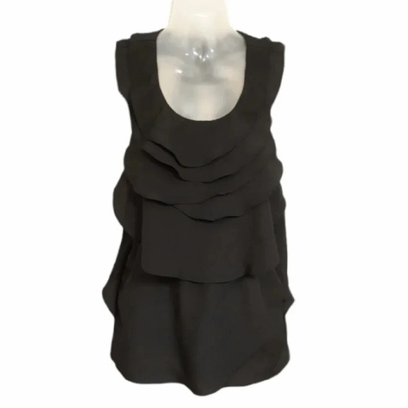 Foreign Exchange black ruffle front top - Picture 1 of 7